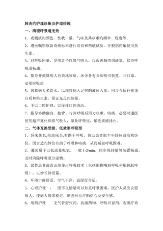 肺炎护理诊断与护理措施