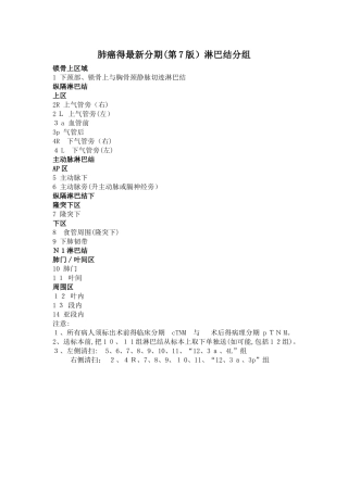 肺癌的淋巴结分区及最新分期