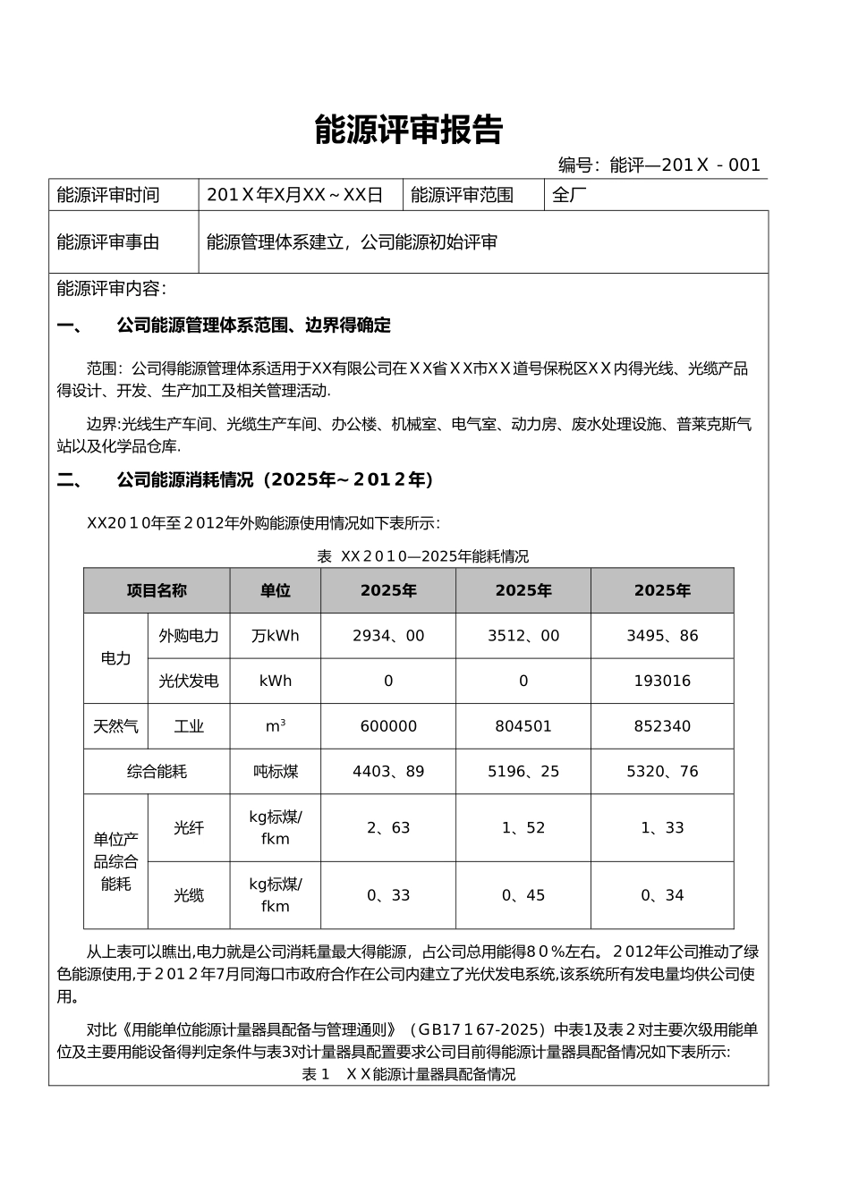 能源评审报告-样本_第1页