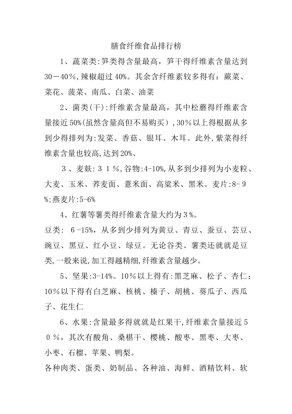 膳食纤维食品排行榜_第1页