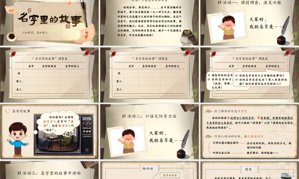 25秋统编版语文三年级上册第三单元《口语交际：名字里的故事》  课件