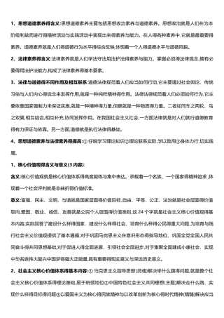 自考03706思想道德修养与法律基础新大纲重点复习资料
