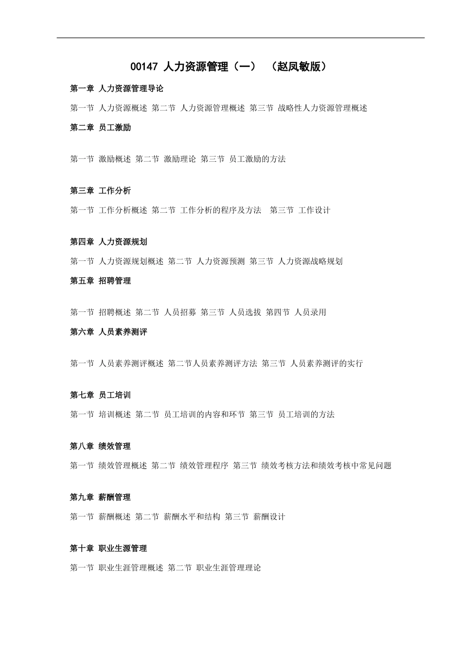 自考人力资源管理重点笔记_第1页