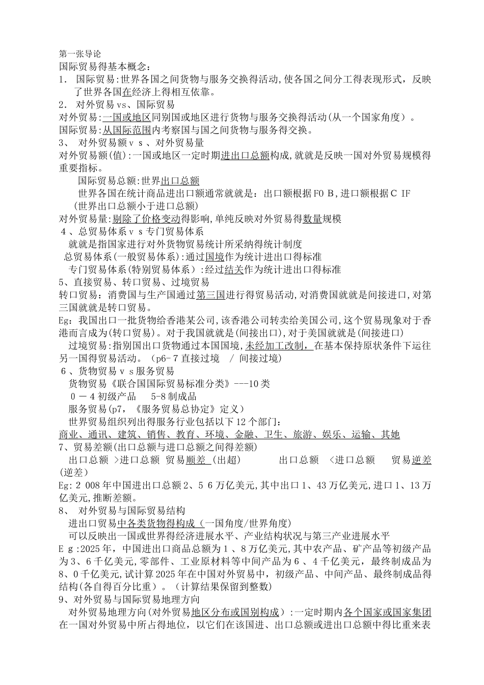 自考国际贸易理论与实务复习资料_第1页