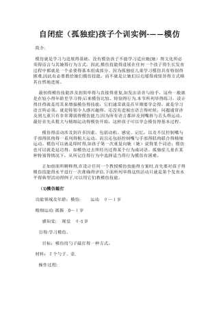 自闭症孩子个训实例---模仿