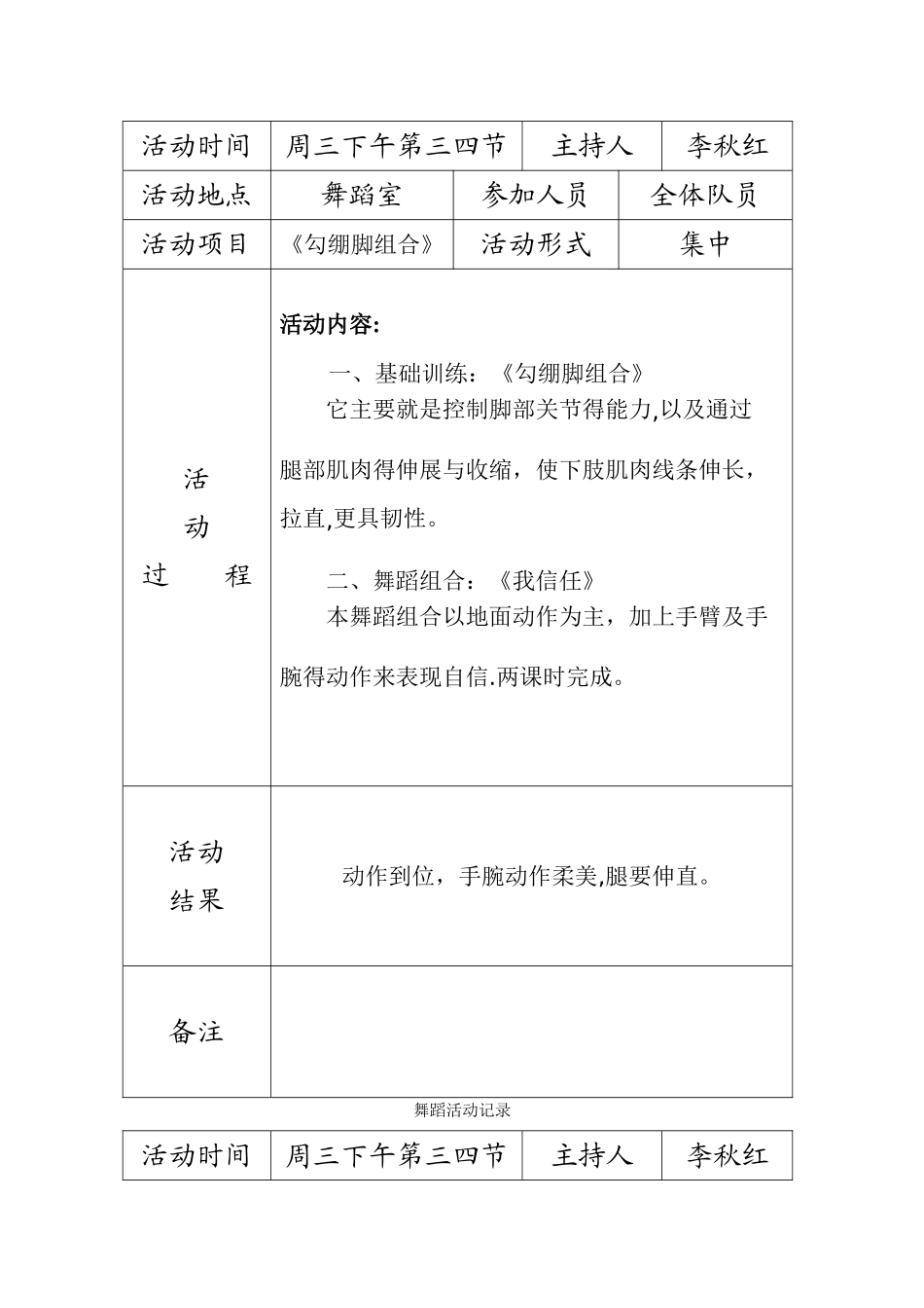 舞蹈兴趣小组活动记录_第2页
