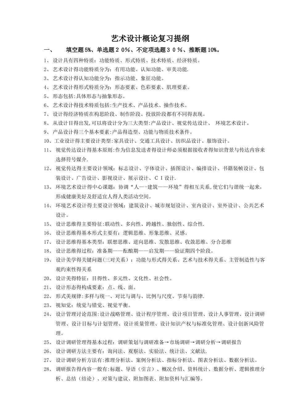 艺术设计概论复习 考试 提纲_第1页
