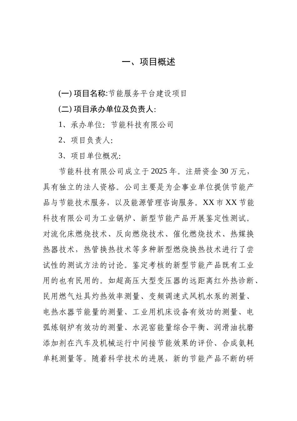 节能服务平台建设项目资金申请报告_第1页