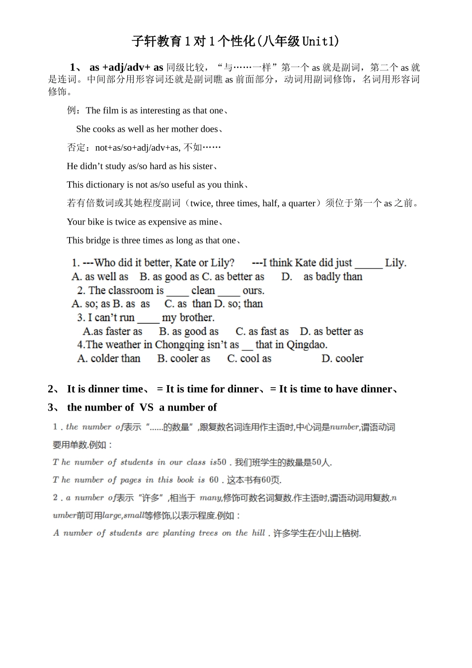 苏教版英语八年级上册unit1 知识点_第1页