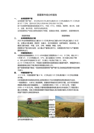 苜蓿草市场分析报告