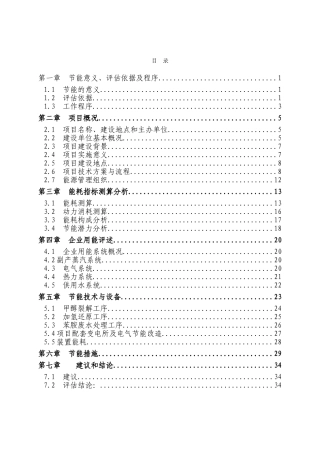 苯胺项目合理用能评价报告