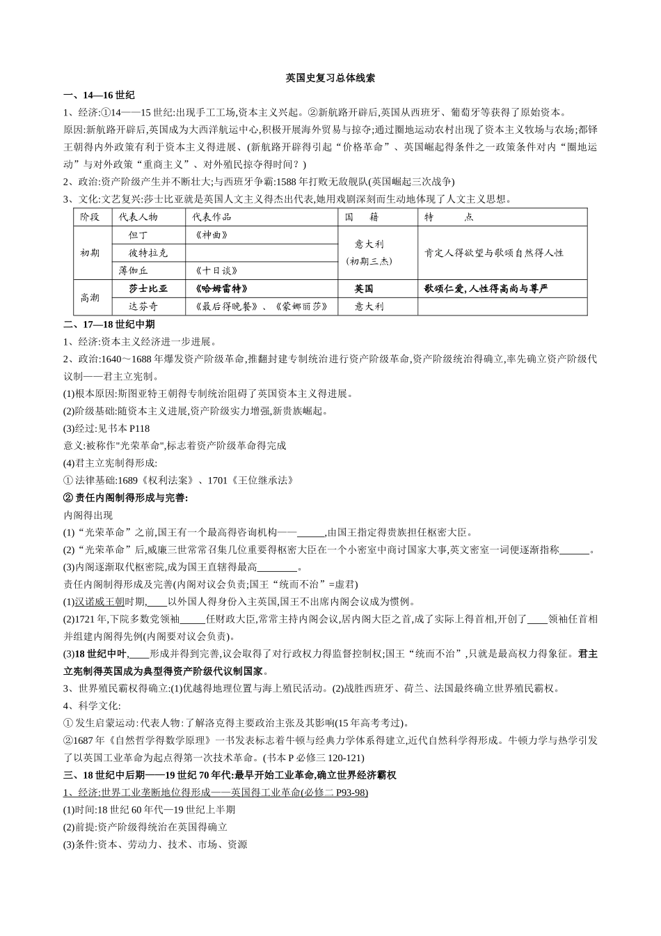 英国史专题复习_第1页