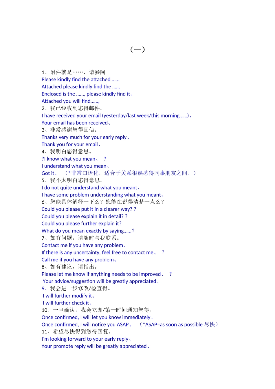 英文邮件常用语集_第1页