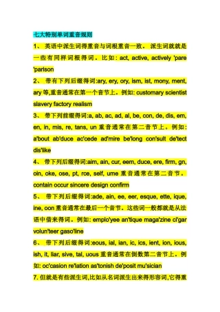 英语单词的重音规则