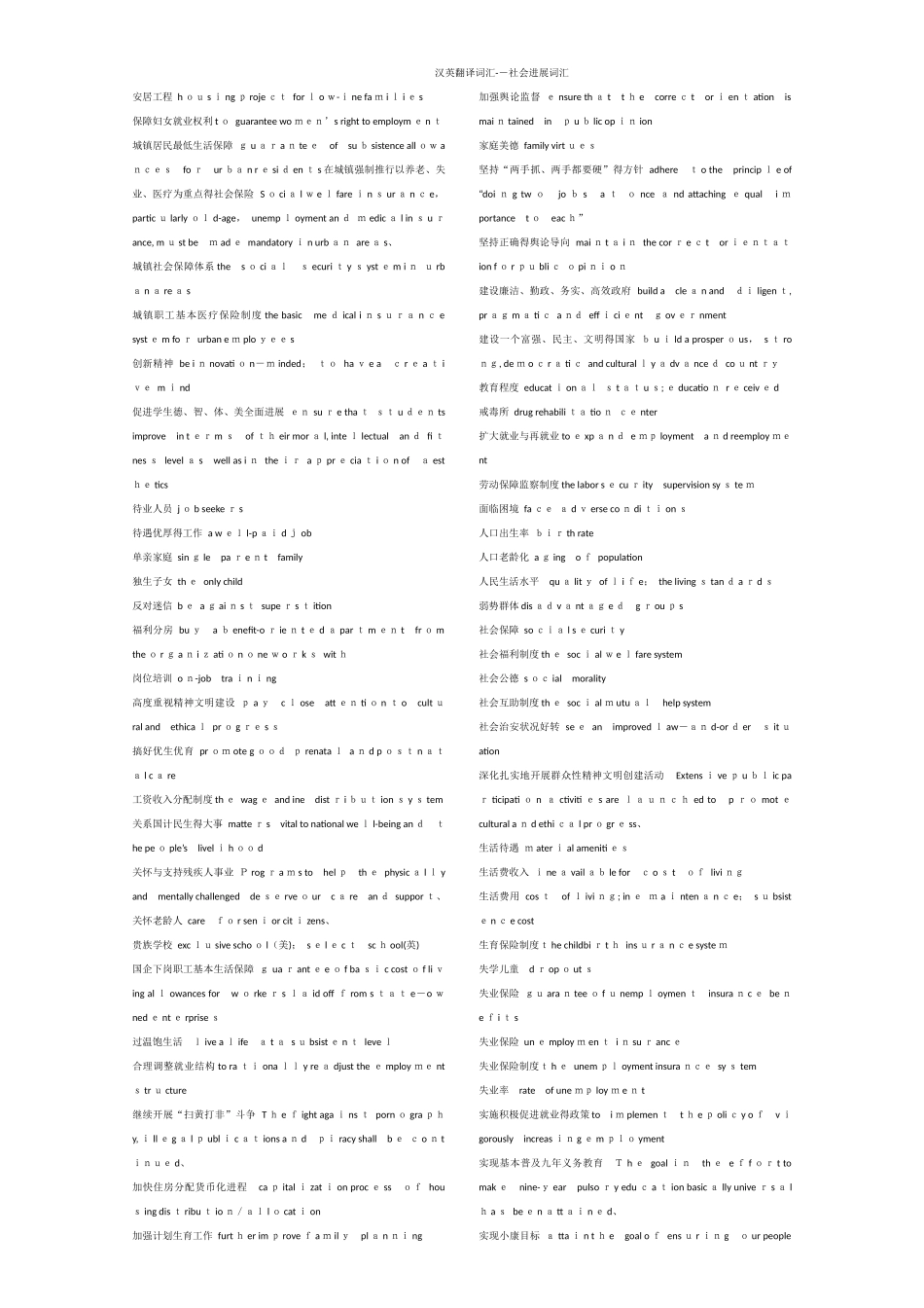 英语四六级翻译必备词汇_第1页