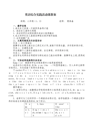 英语综合实践课教案4
