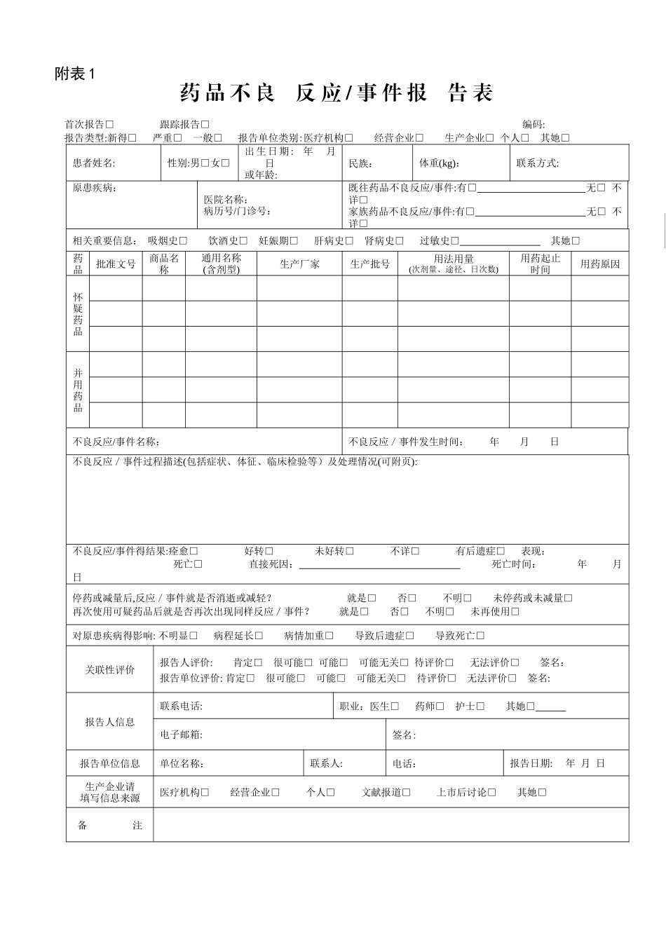 药品不良反应事件报告表_第1页