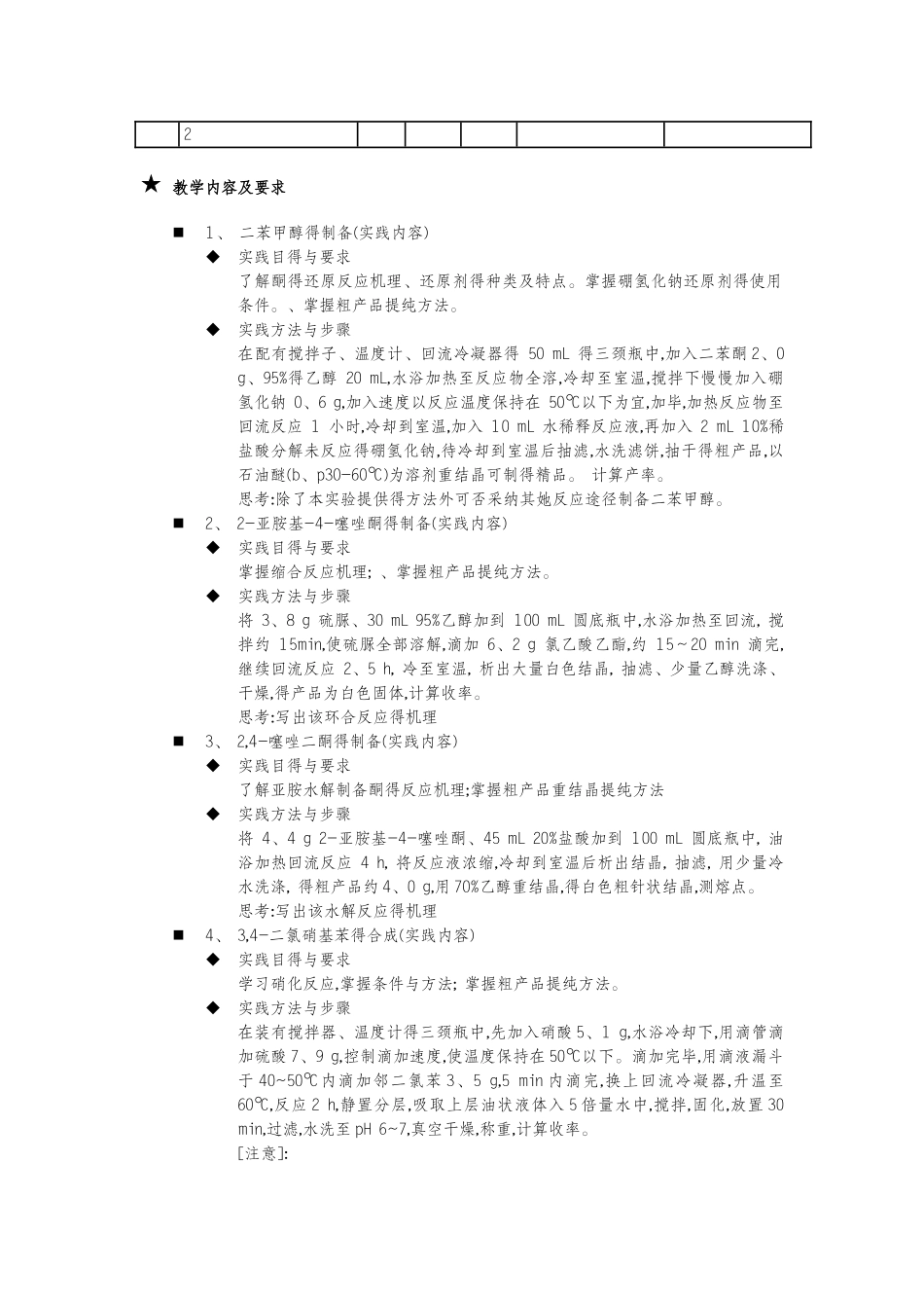 药物合成综合实验大纲_第2页