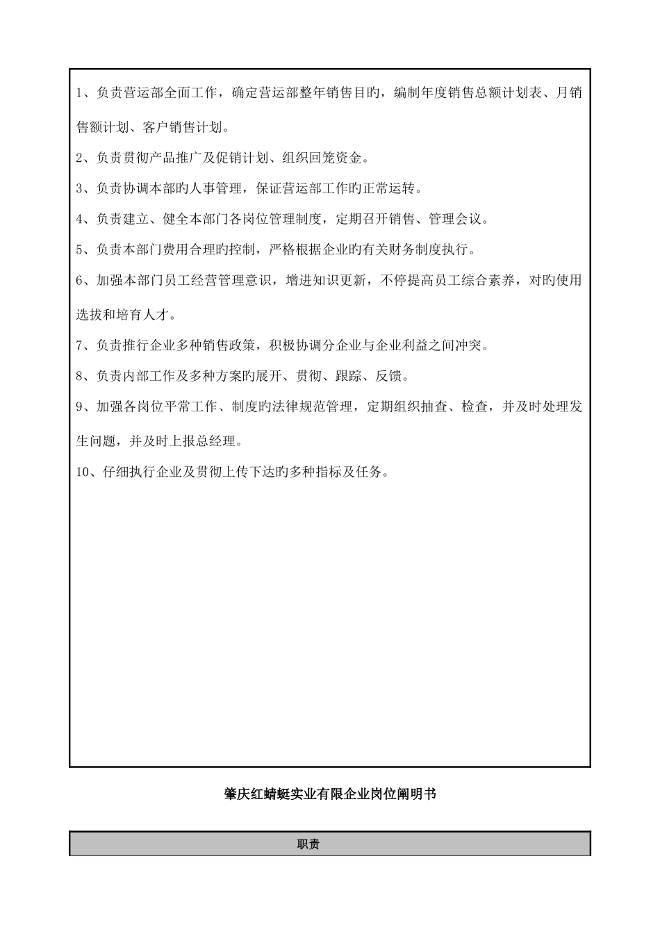 营运部门职责岗位说明书_第2页