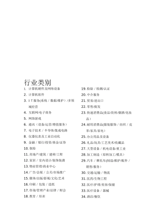 行业类型  职业类型和职位名称