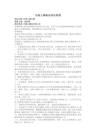行政人事部岗位职责