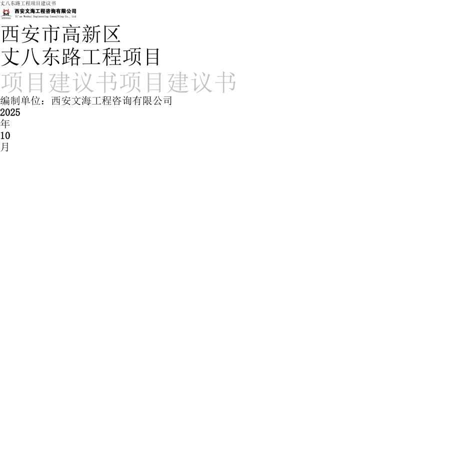 西安市高新区丈八东路工程项目建议书_第1页