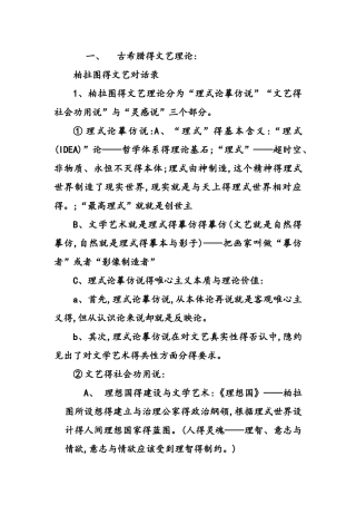 西方文艺理论史复习资料
