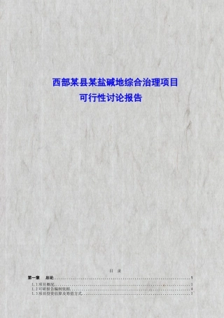 西部某县某盐碱地综合治理项目可行性分析报告