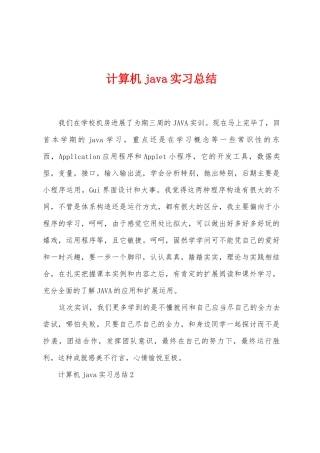 计算机java实习总结