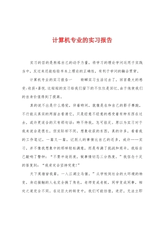 计算机专业的实习报告