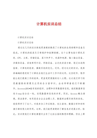 计算机实训总结