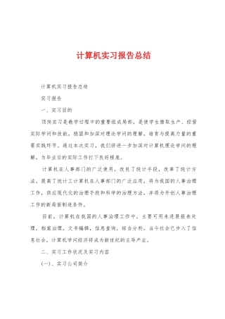 计算机实习报告总结