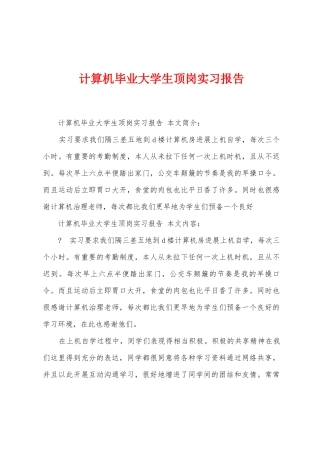 计算机毕业大学生顶岗实习报告