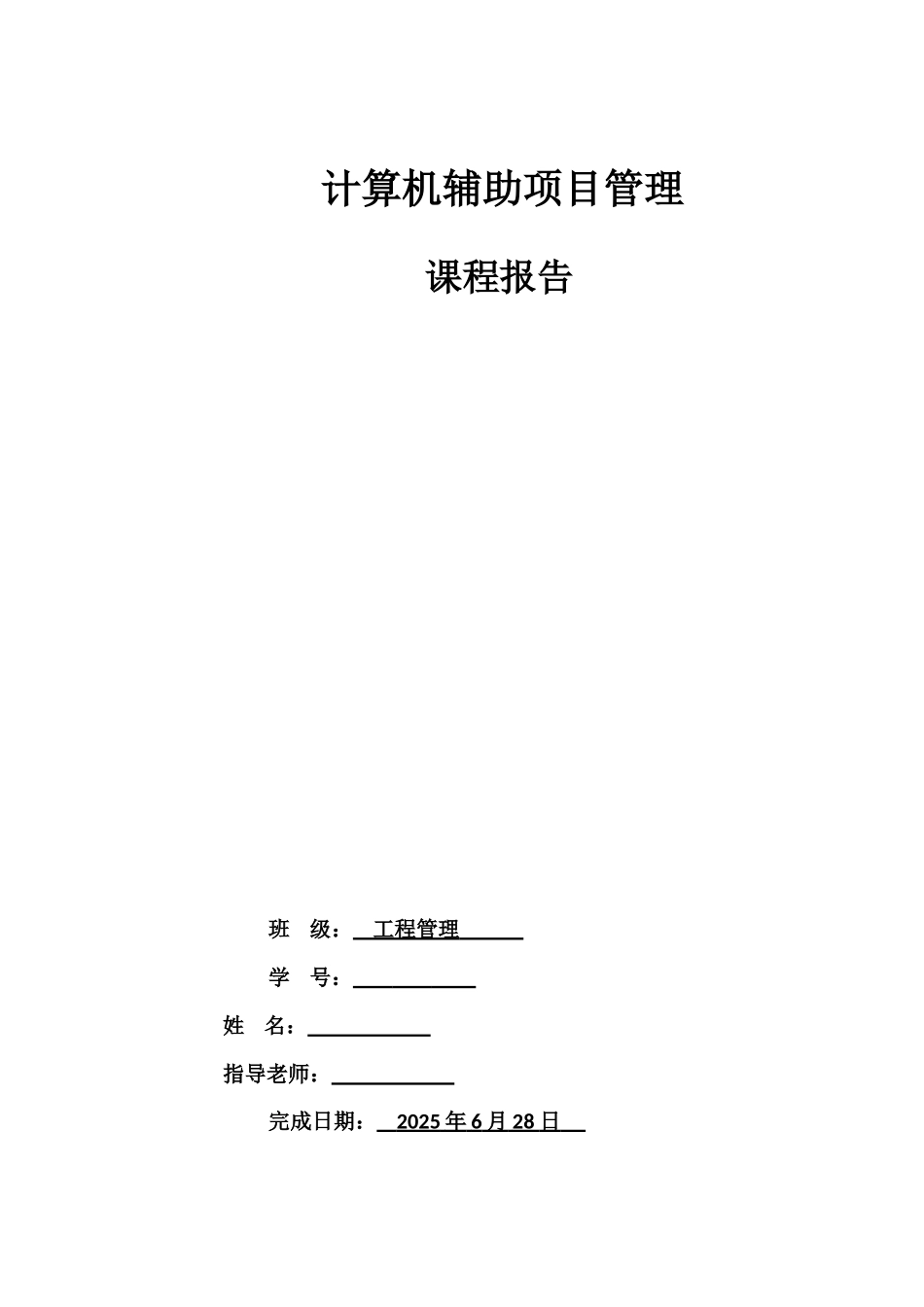 计算机辅助项目管理--课程报告_第1页