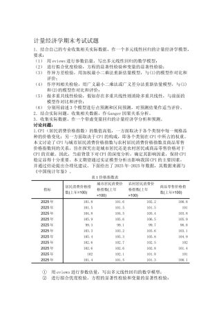 计量经济学报告