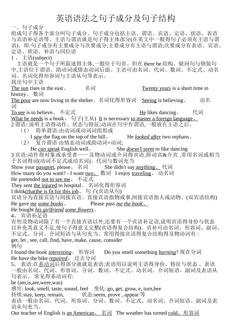 讲义：句子成分及句子结构_第1页