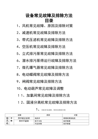 设备常见故障及排除方法