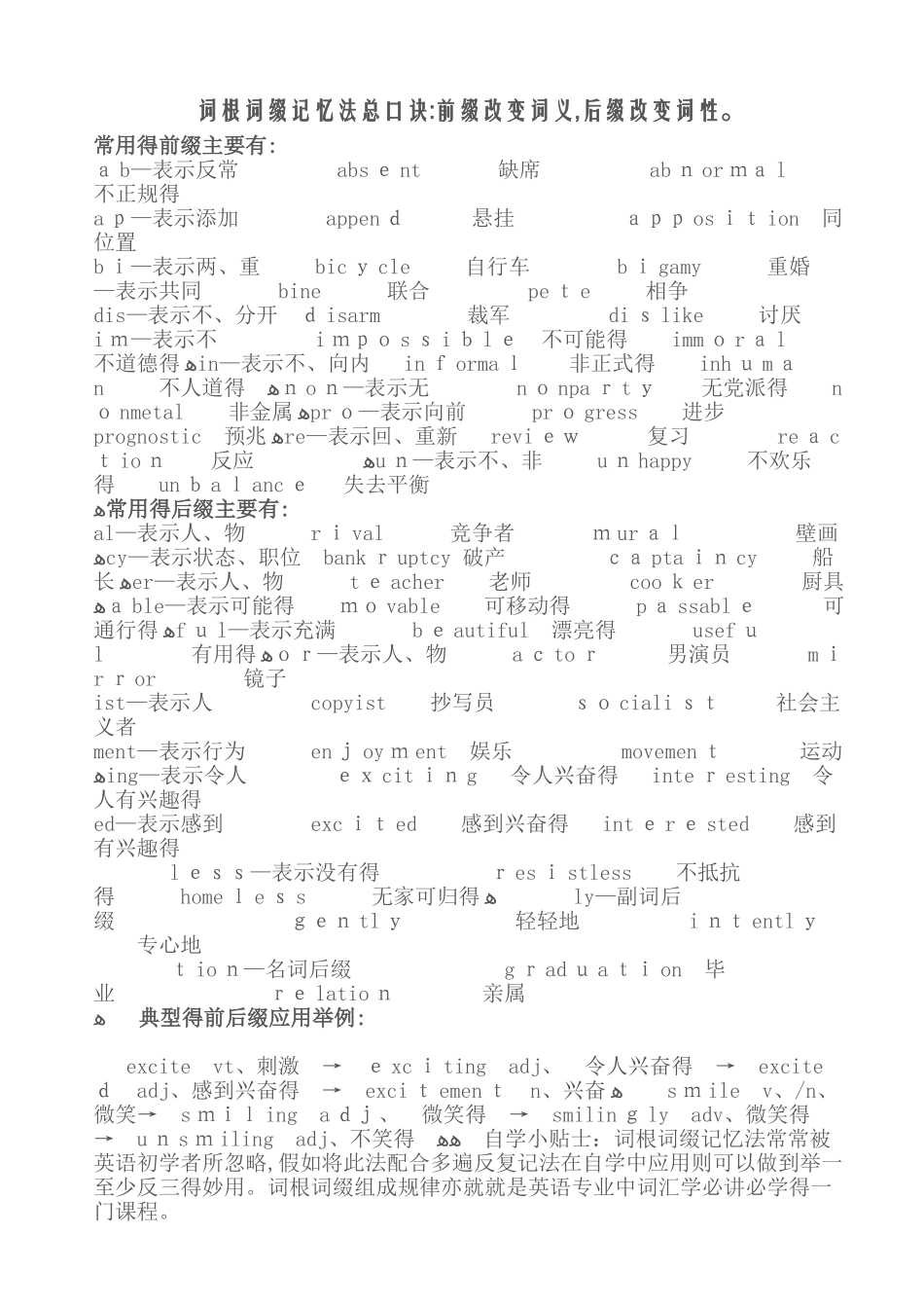 词根词缀记忆法总口诀_第1页