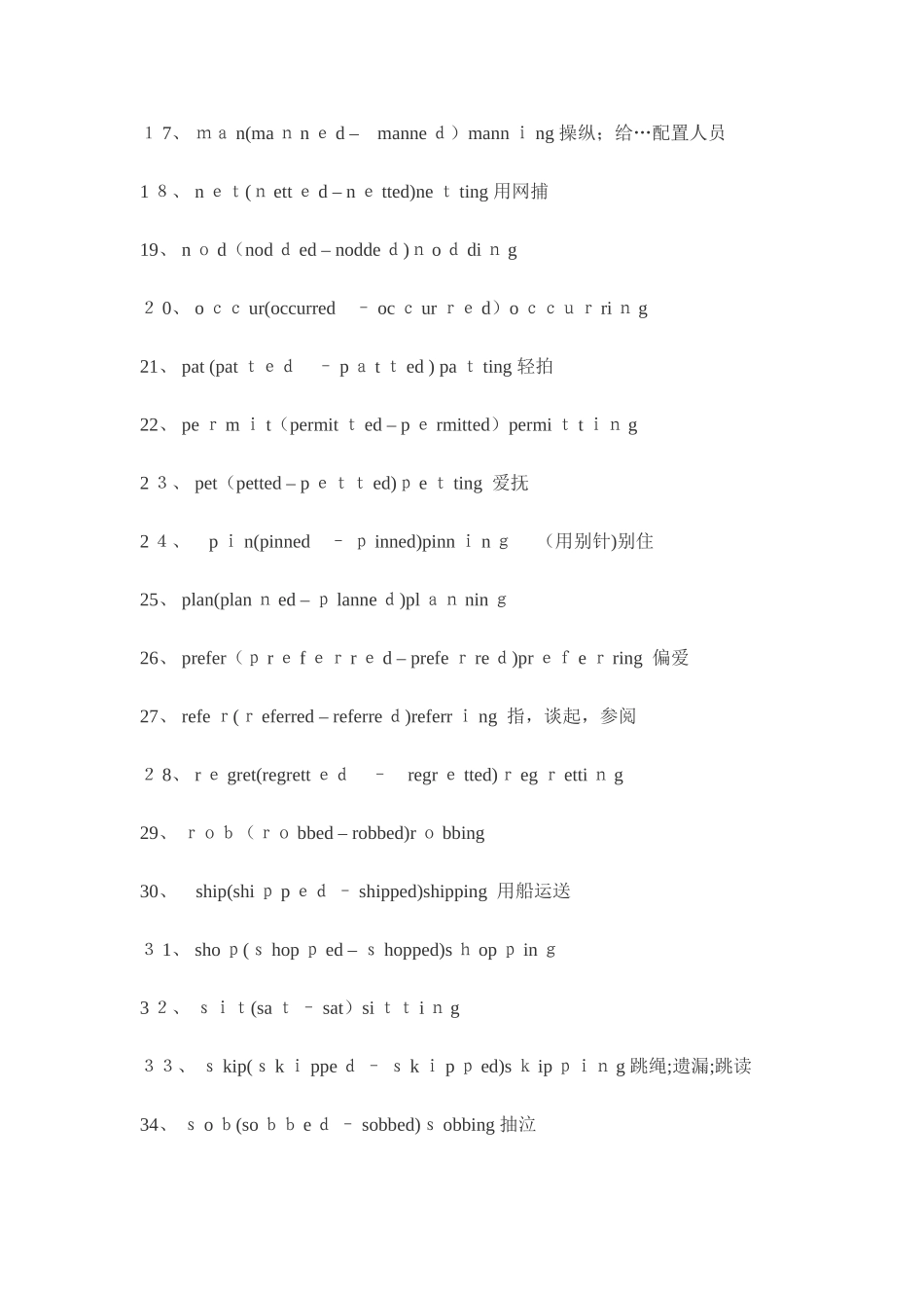 词尾双写再加ing的动词_第2页