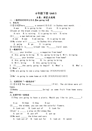 译林版小学英语6B Unit5 考点精练