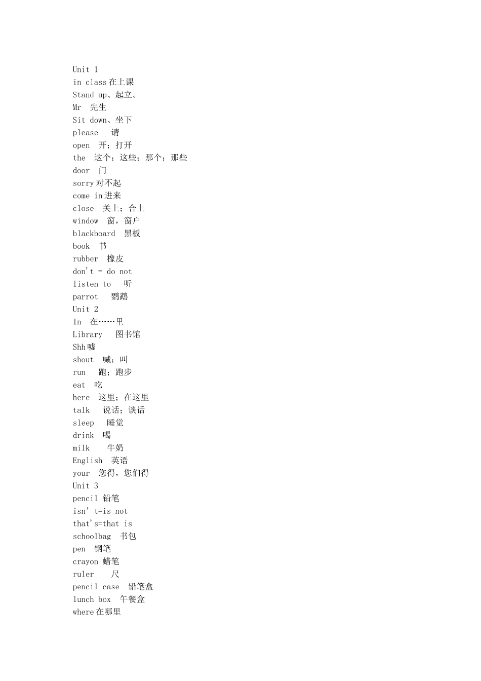 译林新版苏教版英语三年级下册单词大字_第1页