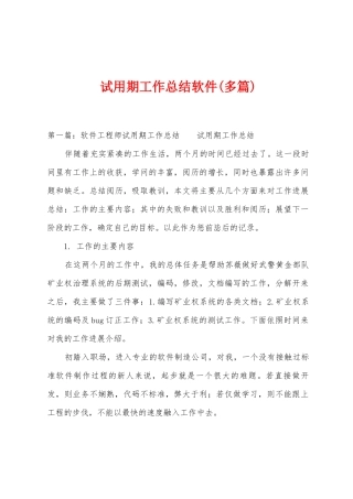 试用期工作总结软件
