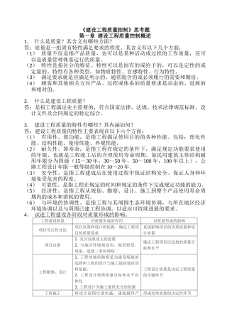 试题题库-—《建设工程质量控制》思考题