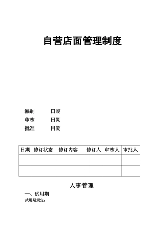 试题题库-—自营店店面管理制度全套
