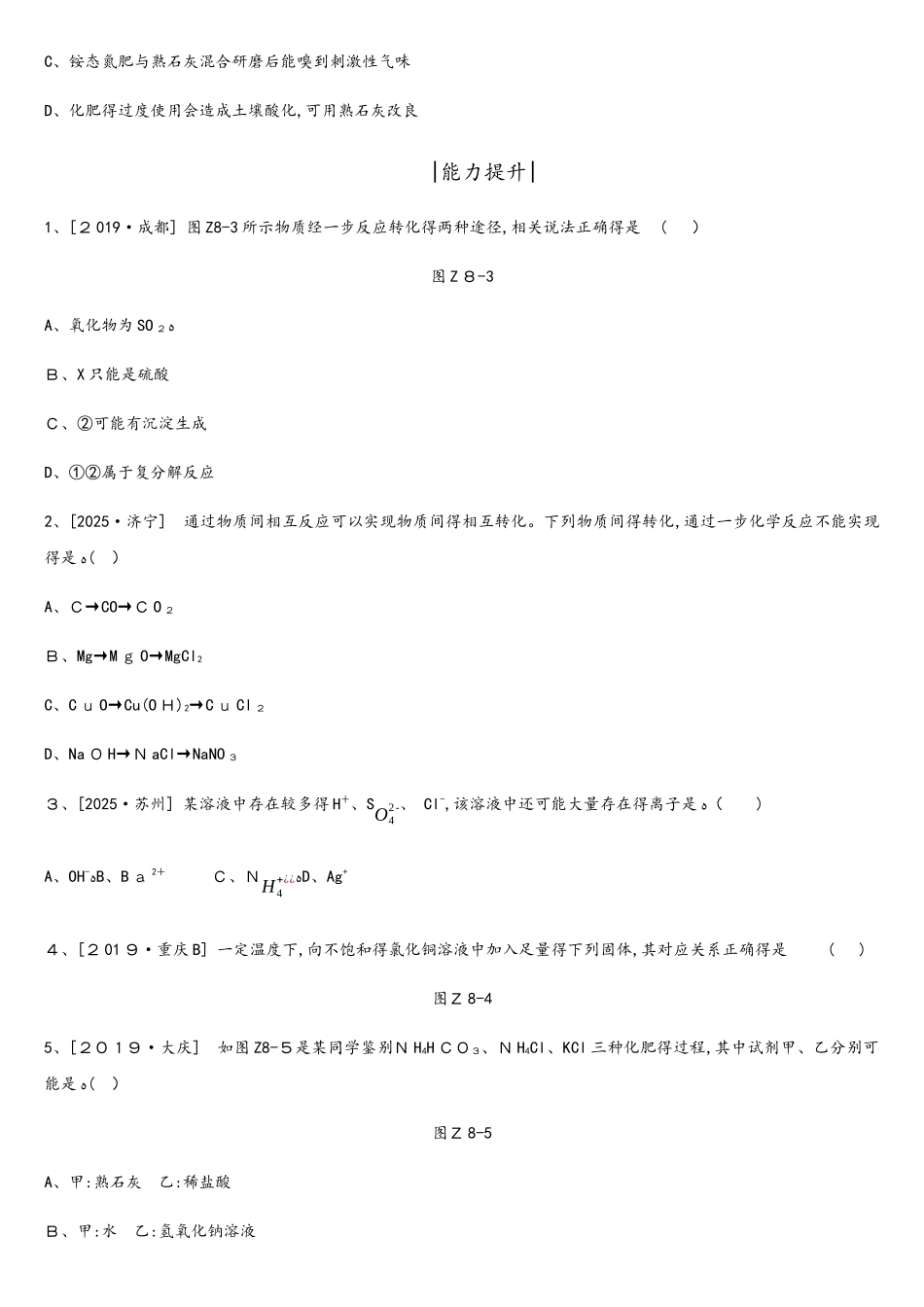课时训练08  盐　化肥_第3页