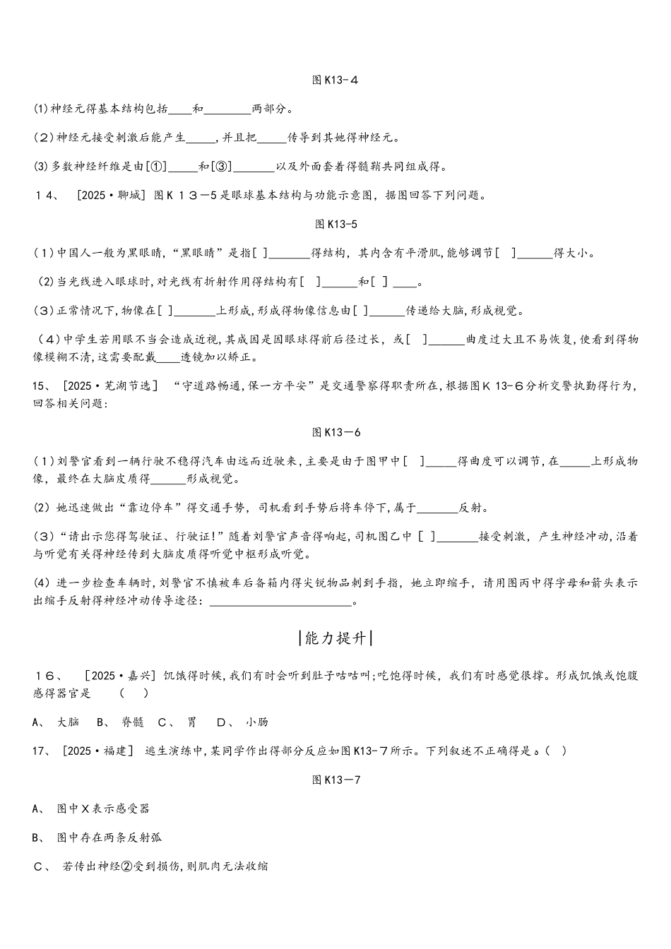 课时训练13 人体生命活动的调节_第3页