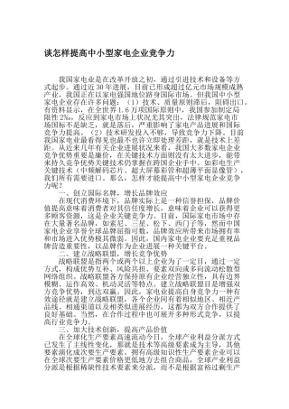谈如何提高中小型家电企业的竞争力文档