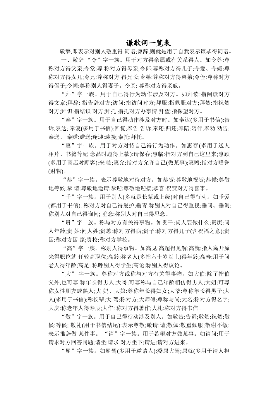 谦敬词一览表_第1页