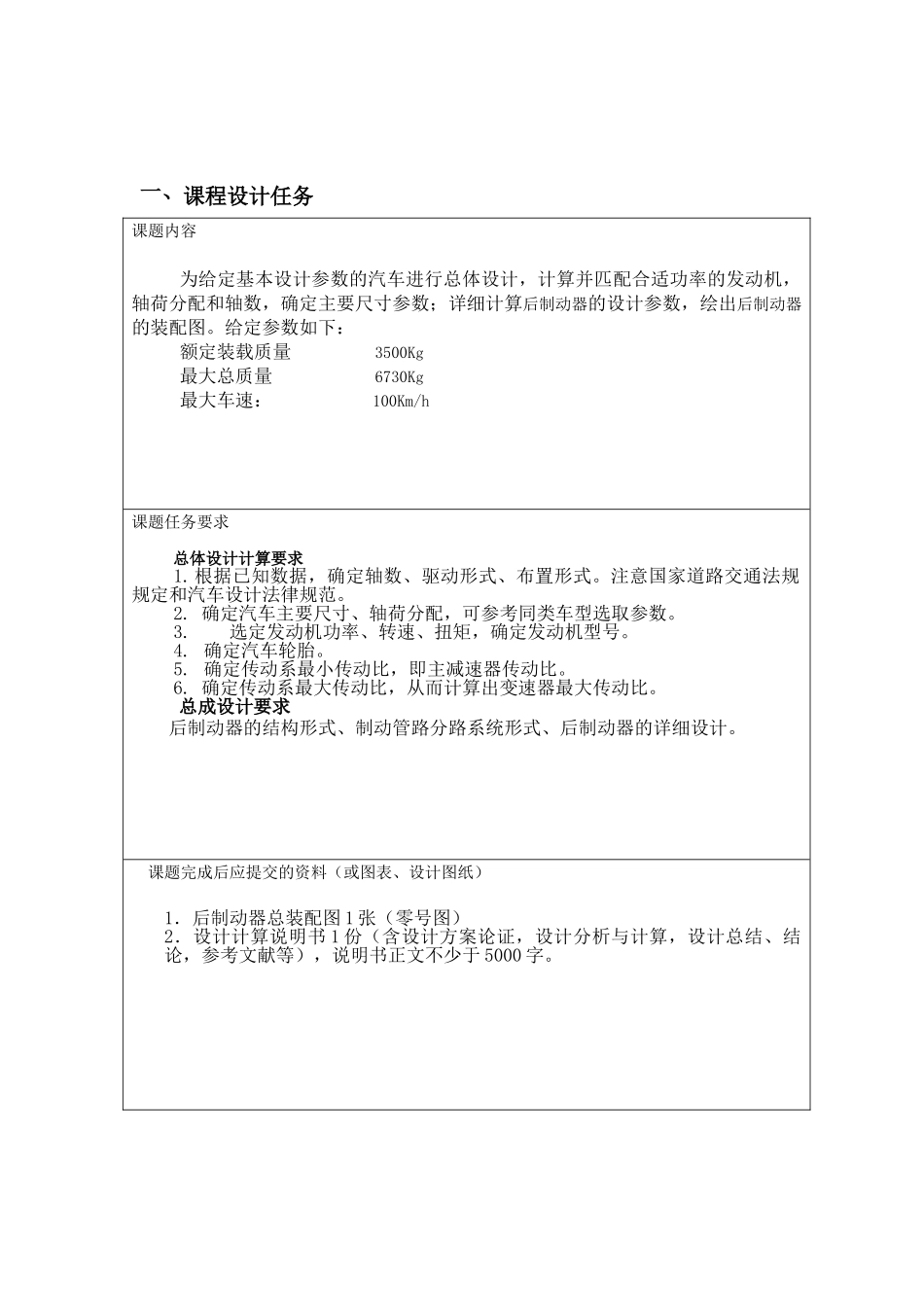 货车总体设计及后制动器设计说明书_第1页