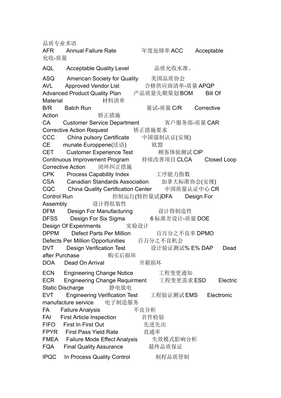 质量、品质专业术语_第1页
